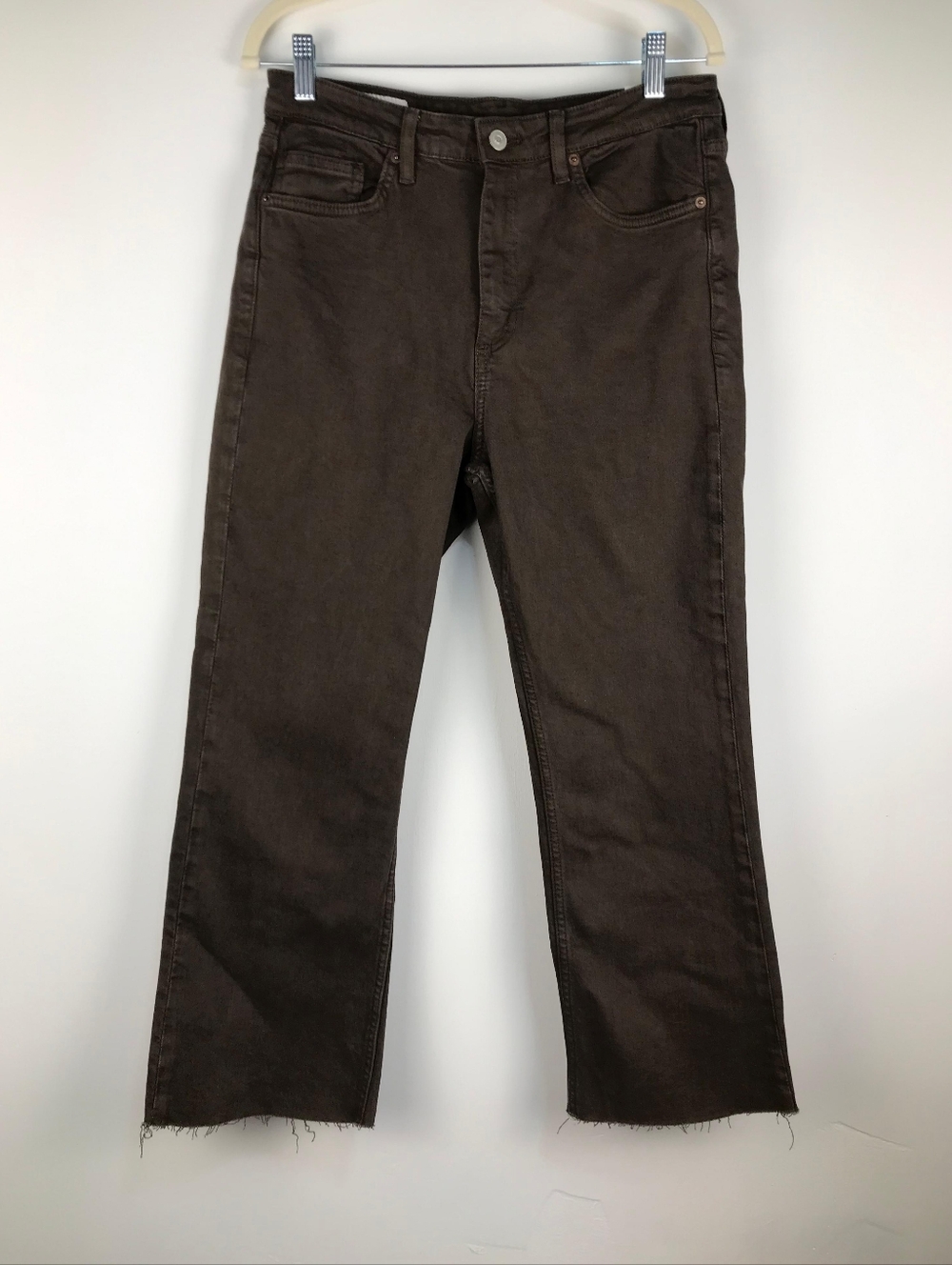 Zara Brown High Rise Crop Flare Jeans NWT Size 10
